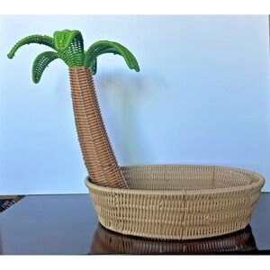Ciroa Hello Summer Palm Tree Resin Wicker Serving Basket